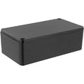 Rectangular black pedal enclosure box with rounded edges and visible screws on top corners.