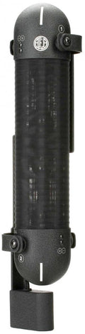 Black cylindrical microphone with the AEA logo and labeled parts on each end.