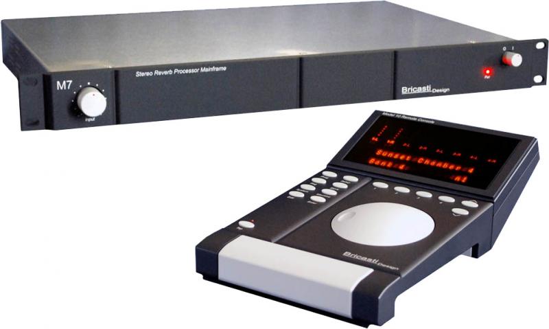 Black rackmount stereo reverb processor mainframe and a desktop control unit with display and buttons.