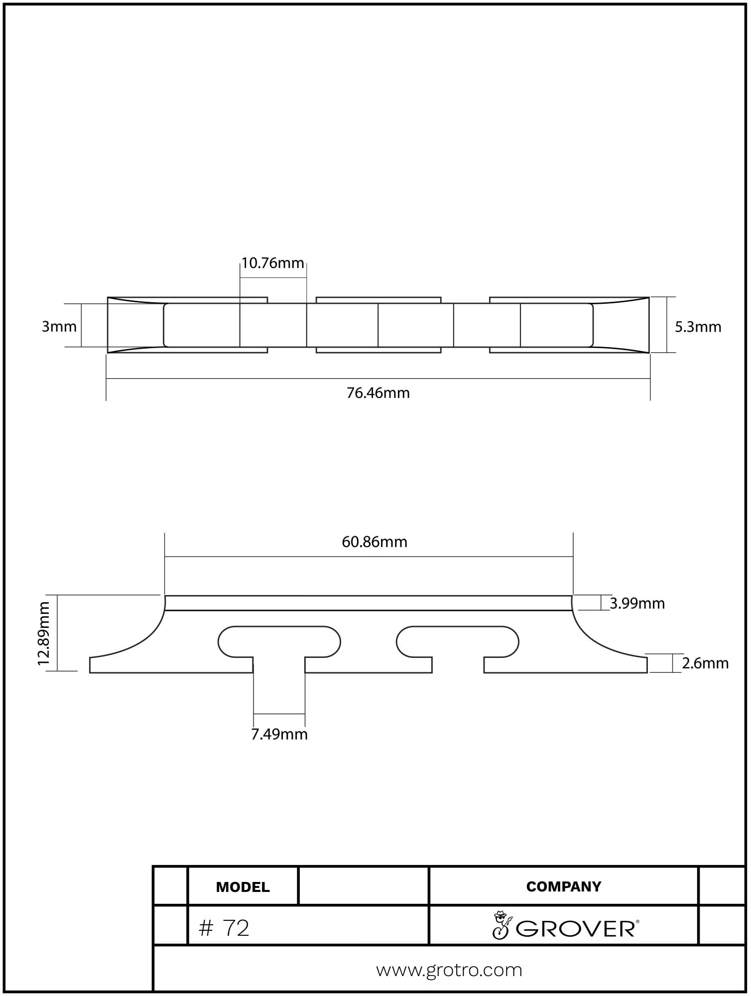Grover Minstrel™ Banjo Bridge 1/2″ High – 5 String