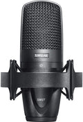 Black Shure SM27 microphone with metal mesh grille and shock mount.