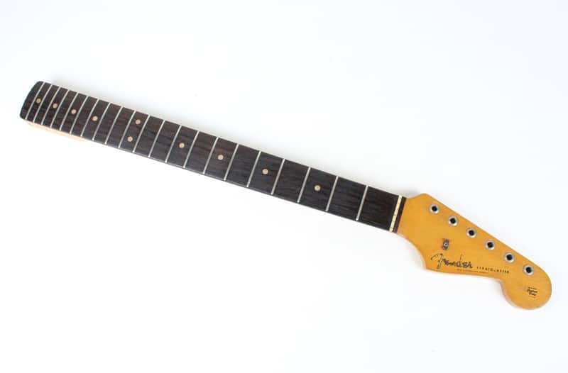 RARE 1963 Vintage Fender Stratocaster Neck Maple Brazilian Rosewood Clay Inlays Strat USA 1960s L-Series Pre-CBS