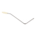 Silver angled guitar tremolo arm with an off-white tip isolated on white background.