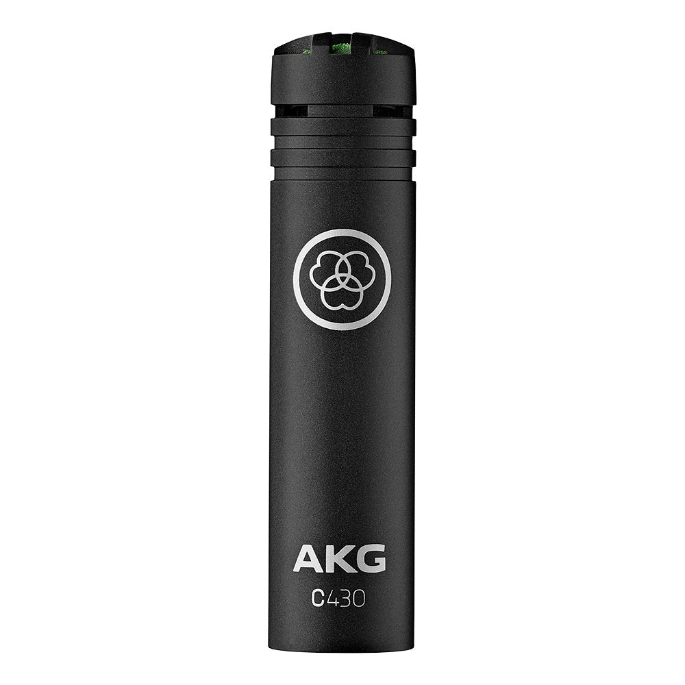 Black cylindrical AKG C430 microphone with logo and model text on the body.