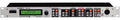Rack-mountable black and gray audio device with buttons, a knob, display screen, and XLR input.