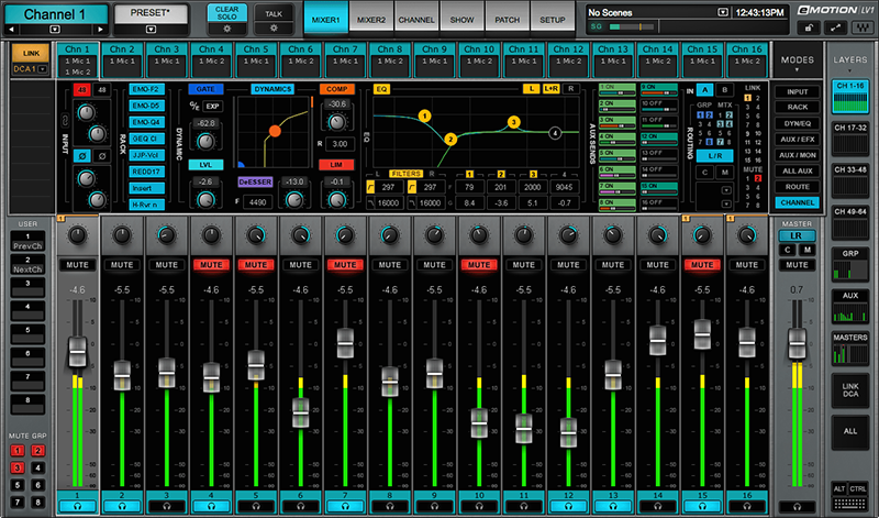 eMotion LV1 64-Channel Mixer + Axis Scope
