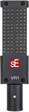 Black rectangular studio microphone with perforated grille, sE logo, and VR1 label.