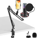 USB Condenser Microphone for PC PS4, PS5 Streaming Singing Podcast Studio, Computer Cardioid Gaming Mic Kit for Recording YouTube with Boom Arm Stand Pop Filter, Mute Button, Volume, Echo
