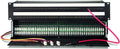 Black rackmount patchbay panel with circular multi-pin connectors and attached wiring harness with small 3-pin connectors.
