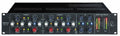 Black Portico II Master Buss Processor audio unit with multiple knobs, buttons, and LED meters for two channels.
