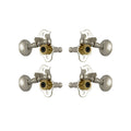 Four silver and gold tuning pegs with black screws arranged in two rows on a white background.
