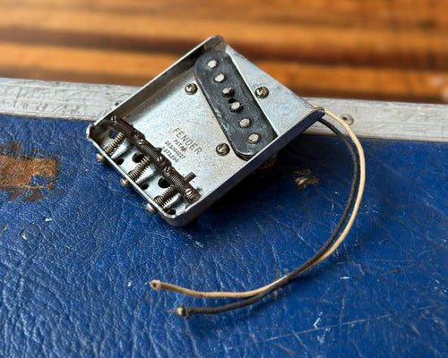 1959 / 1960 Fender Telecaster Bridge Pickup & Bridge Plate - Pat No DES.164227 2,573,254 w/ Original Saddles - Top Loader & String Thru