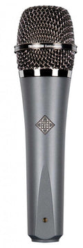 Handheld black and silver microphone with metal grille and TELEFUNKEN logo on the body.