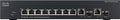 Front view of a black Cisco 8-port 10/100 managed switch with additional fiber optic connectors and reset button.