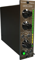 Single rack-mount audio module with knobs, switches, LED meter, and labeled controls for compressor parameters.