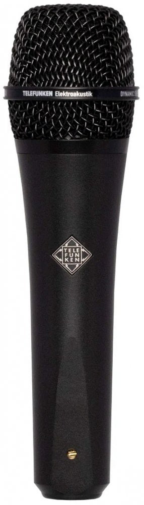 Black handheld dynamic microphone with mesh grille and TELEFUNKEN logo on the body.