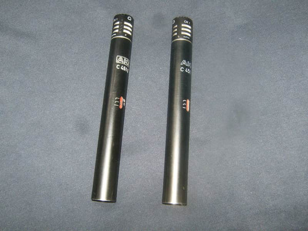 AKG C 451 EB (Pair) Small Diaphragm Cardioid Condenser Microphones with CK1 Capsules 1970s - Black