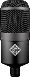 Black Telefunken microphone with metal mesh grille and threaded mount at bottom