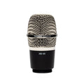 Front view of a Telefunken M80-WH microphone capsule with metallic mesh grille and black base.