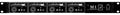 Black rackmount microphone preamplifier unit with four control panels and a power switch on right side.