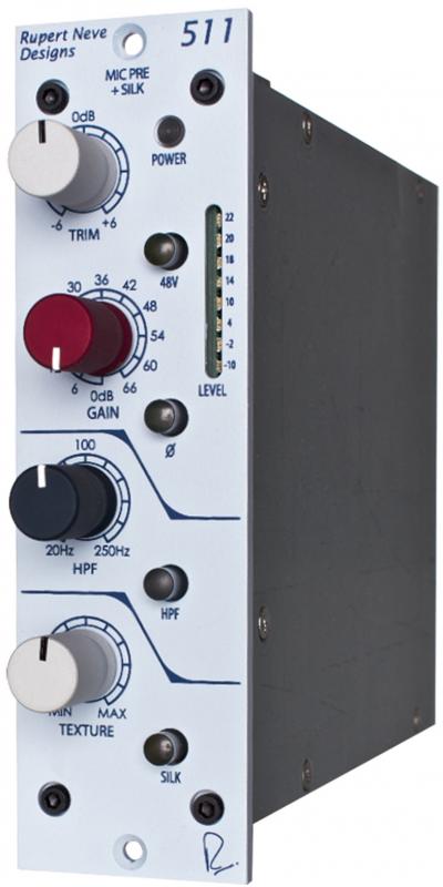 Rupert Neve Designs 511 audio module with various control knobs and buttons on front panel.