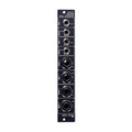 Black ADDAC System ADDAC200PI eurorack module with eight 6.35mm jack sockets labeled for send, receive, input, and output.