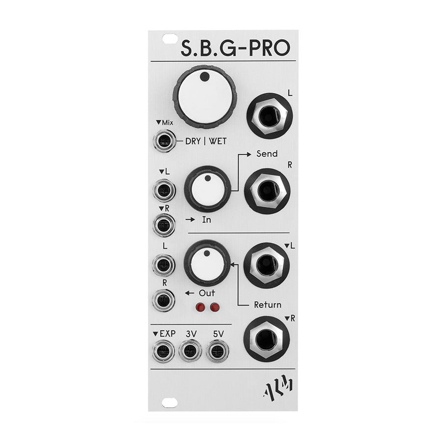 White eurorack module with knobs, switches, and multiple input/output jacks labeled S.B.G-PRO