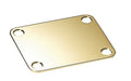 Rectangular gold-colored metal plate with four rounded screw holes in the corners.