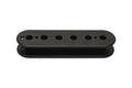 Black plastic pickup bobbin with multiple circular holes, shown on white background.