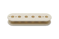 Vintage white plastic guitar pickup bobbin with six round and two smaller holes.
