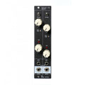 Black Eurorack audio module with two identical sections each having toggle switch, two knobs and audio input/output jacks.