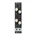 Black ADDAC System module with two vertical sections each having knobs, toggle switches, LEDs, and input/output jacks.