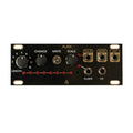 Black audio module with knobs, toggle switch, LEDs, and six 1/8 inch jacks labeled ALAN.