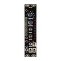 Black eurorack module with knobs, toggle switch, push button, LEDs, and multiple 3.5mm jacks labeled with audio and control terms.