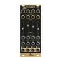 Eurorack module with four rotary knobs, four sliders, and multiple jack sockets labeled for inputs and outputs