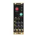 Black and gold Eurorack module with two color-coded knobs, toggle switch, and multiple audio jacks labeled for filter control.