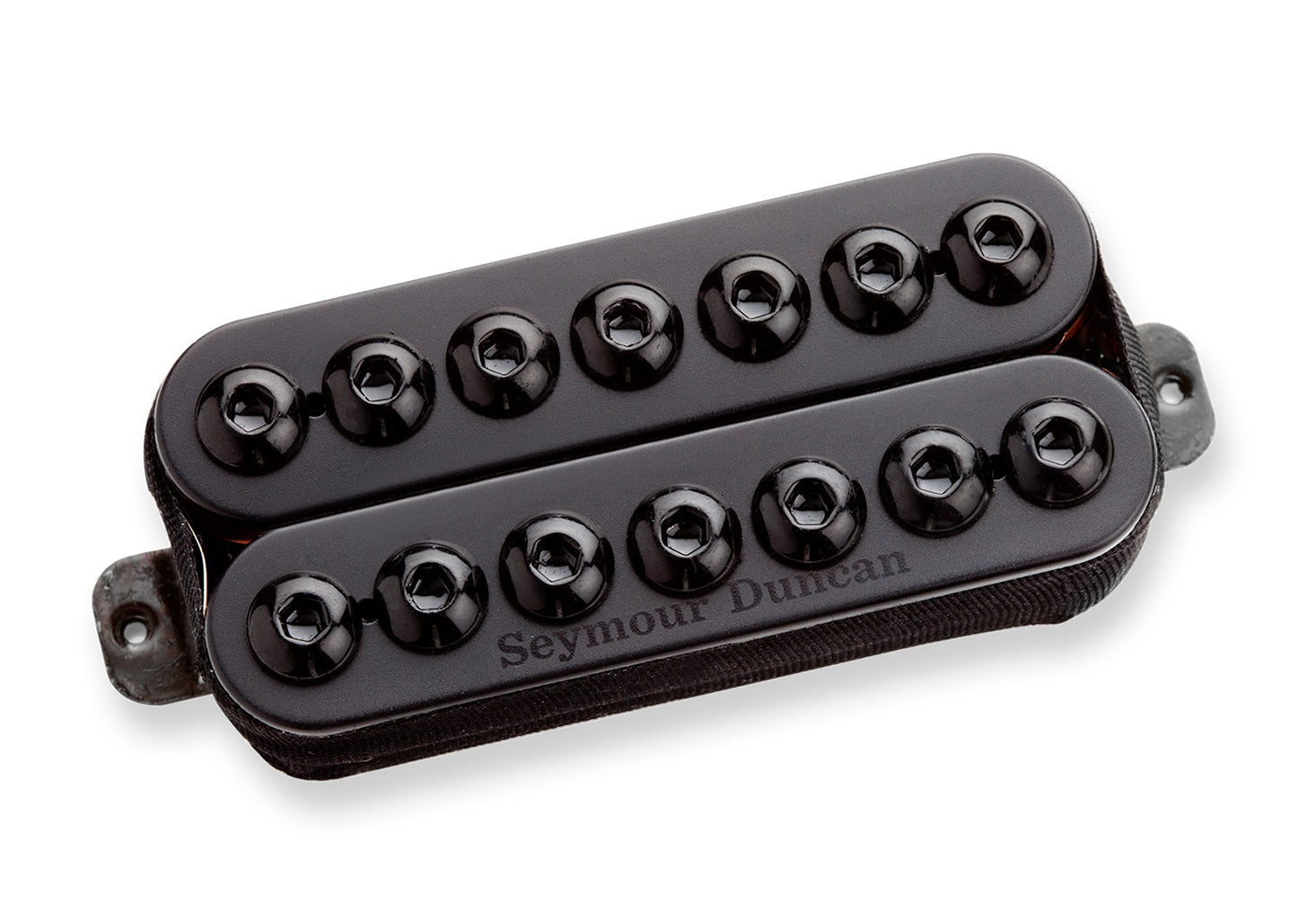 Black electric guitar humbucker pickup with 14 adjustable pole pieces and Seymour Duncan branding.