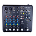 Top view of an Alto Professional mixer showing various input-output jacks and control knobs.