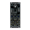 Black eurorack module with white graphics, multiple knobs, and several patch jacks labeled with frequency and output types.
