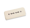 Cream soapbar-style guitar pickup with six visible pole screws on a white background.