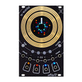 Eurorack module with multiple 3.5mm jacks, buttons, and colorful circular design on front panel.