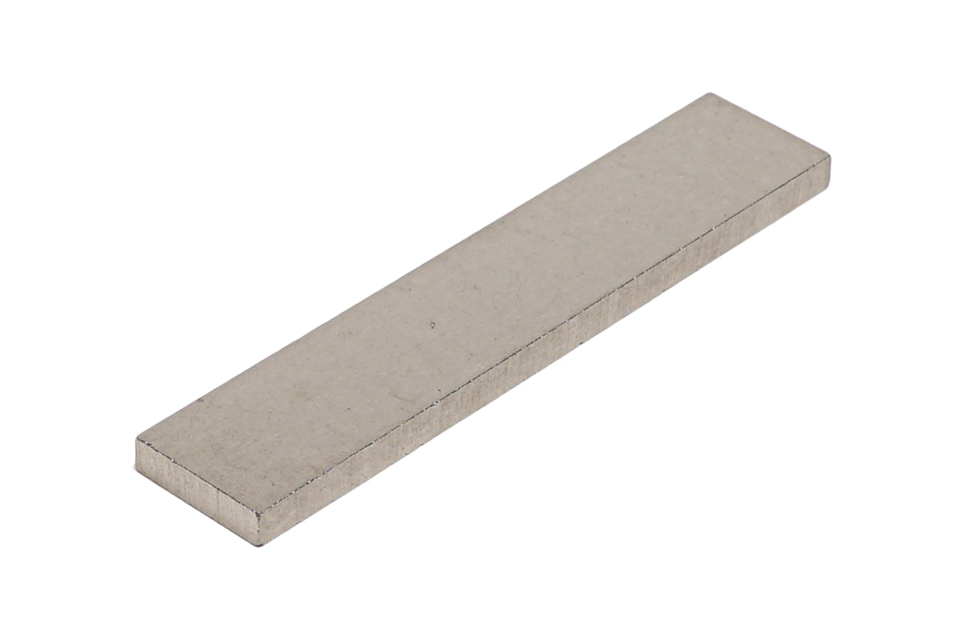 Rectangular metallic bar with a silver-grey finish on a white background.