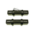 Two black rectangular pickups each with five silver blade poles and attached wire leads.