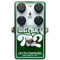 Green Electro-Harmonix bass fuzz pedal with four control knobs, toggle switch, footswitch, and input/output jacks.