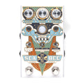 Silver effects pedal with blue and gold decorative graphics and multiple knobs, switches, and footswitches labeled Sea Bee Harmo Chorus.