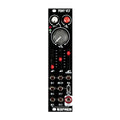 Black eurorack module with multiple sliders, knobs, toggle switch, and audio jack sockets labeled for inputs, outputs, and CV controls.