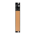 Black eurorack module labeled GLISS with three jack connectors, one button, and an orange patterned touch surface.