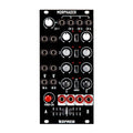 Black eurorack module with multiple knobs, jacks, toggle switches, fader slider, and labeled Morphader.