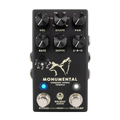 Black guitar effects pedal with six rotary knobs, two footswitches, and LED indicators.