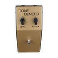 Gold guitar effects pedal with two knobs labeled Level and Attack and a single footswitch.